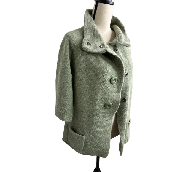 Fenn Wright Mason Lambswool & Rabbit Hair Cardigan Button Up Green Size Medium - Picture 3 of 6
